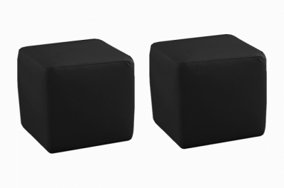 ensemble de 2 poufs carrés en cuir, noir.